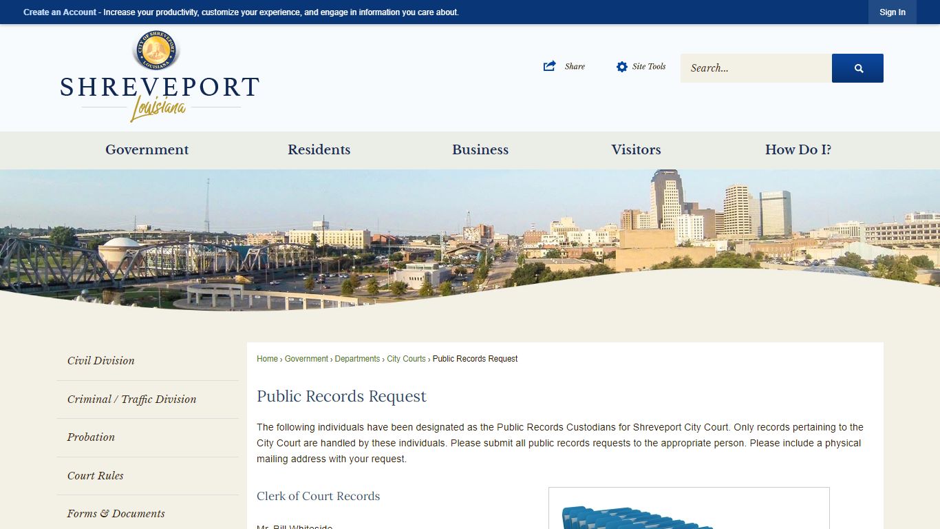 Public Records Request | Shreveport, LA - Official Website